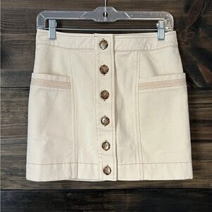 Sezane Beige Button-Down Mini Skirt